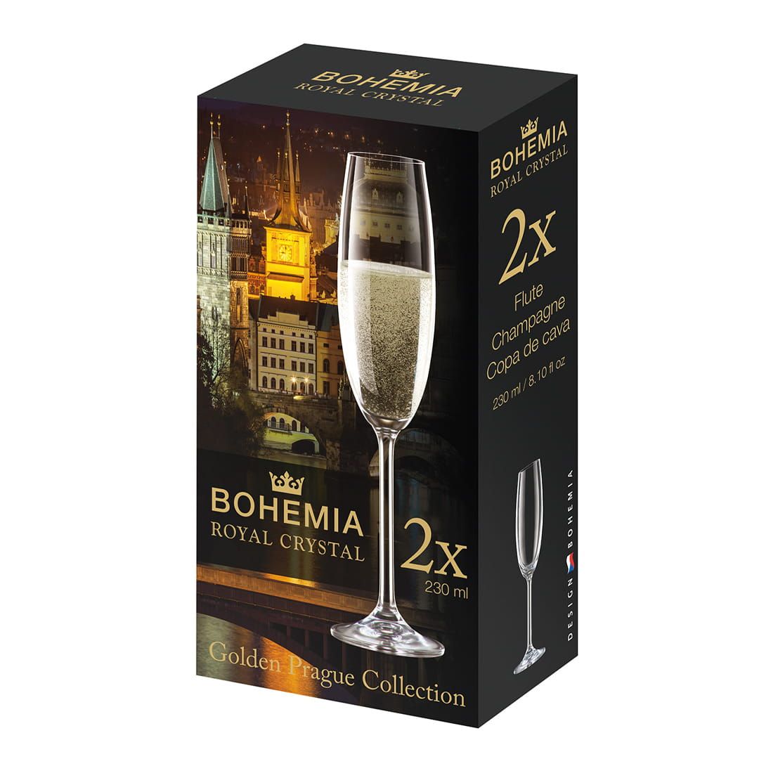 cutie doua pahare pentru sampanie din sticla