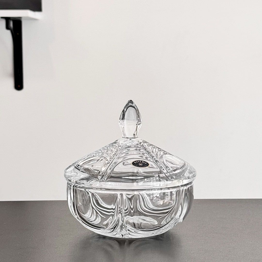 bomboniera cu capac din cristal bohemia