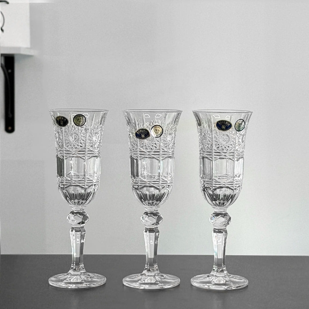 pahare pentru sampanie din cristal Bohemia 