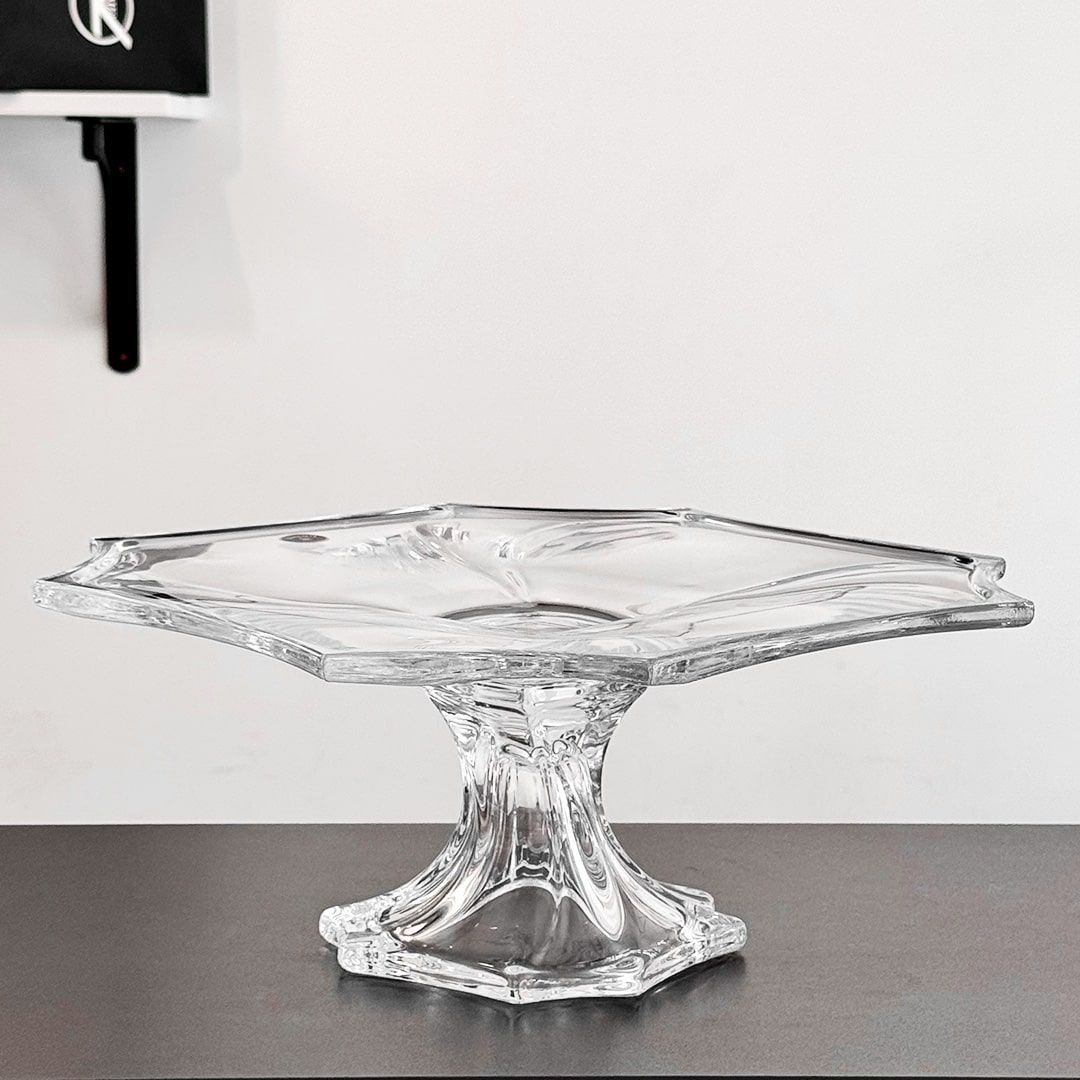 Platou pentru tort cu picior din cristal Bohemia