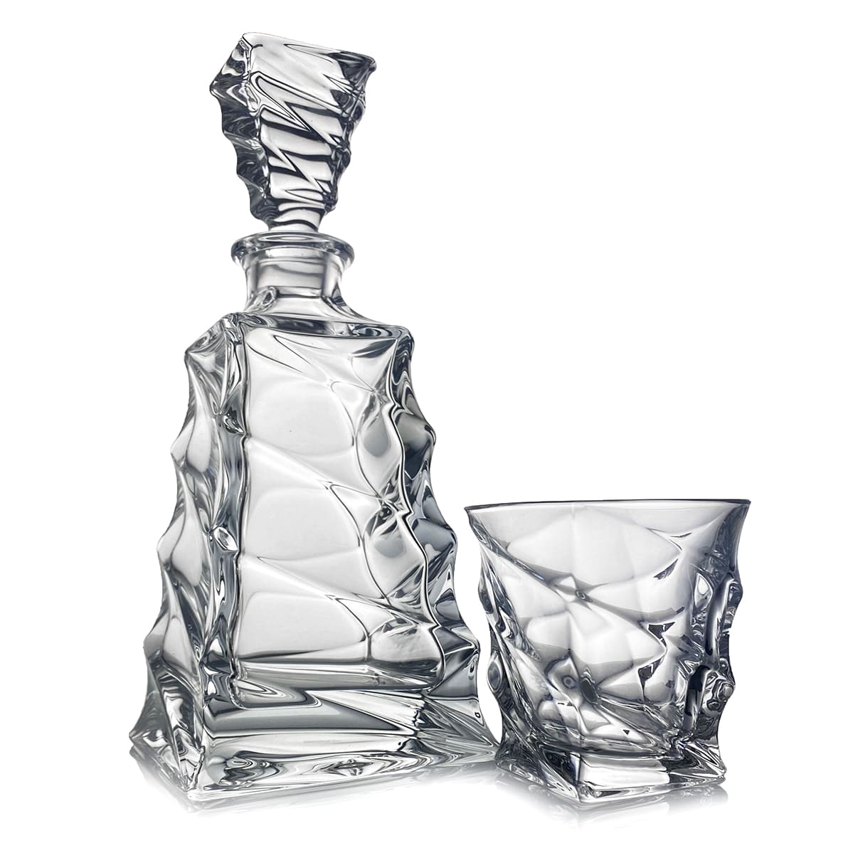 Decantor si pahar Casablanca pentru whisky din cristal Bohemia