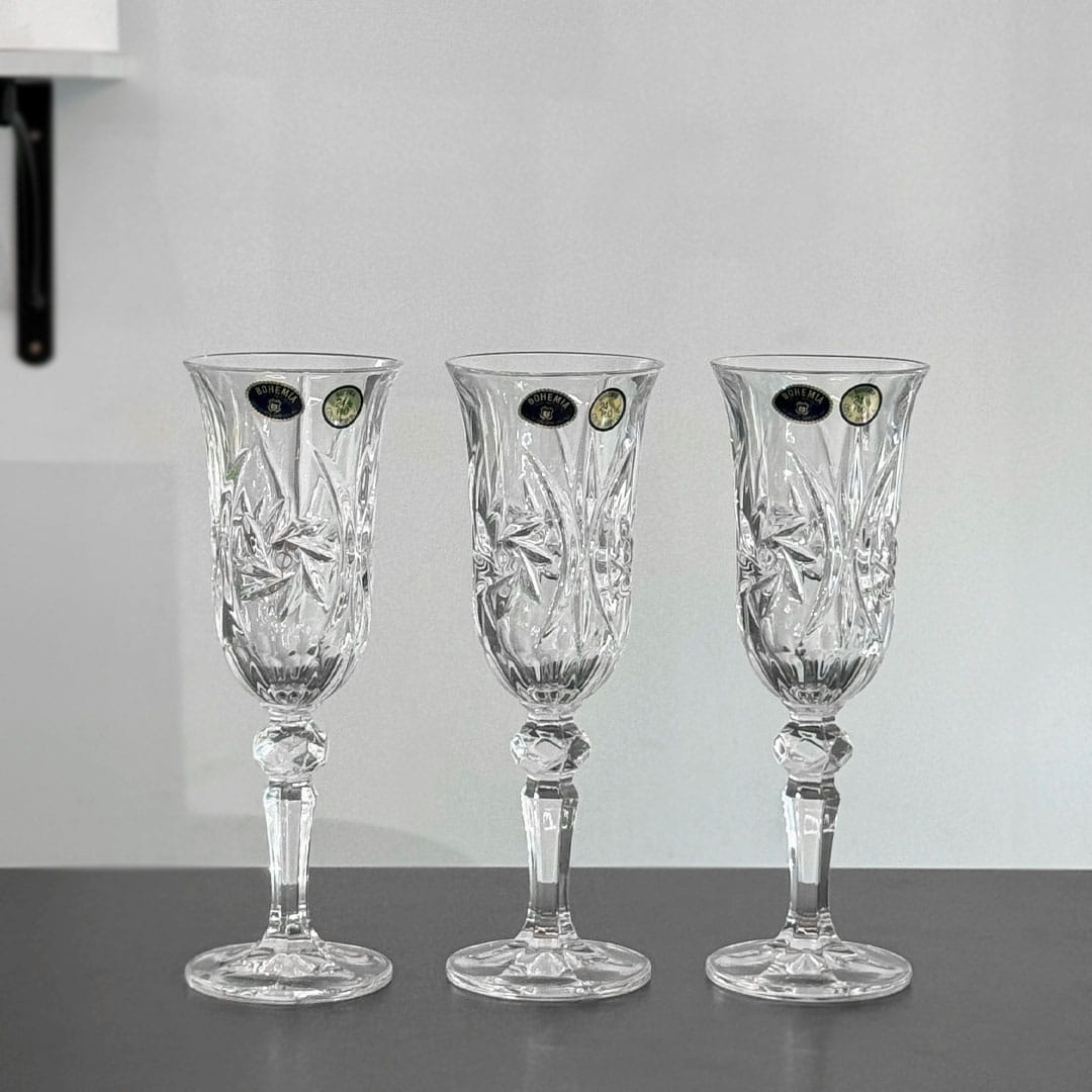 pahare pentru sampanie din cristal Bohemia 